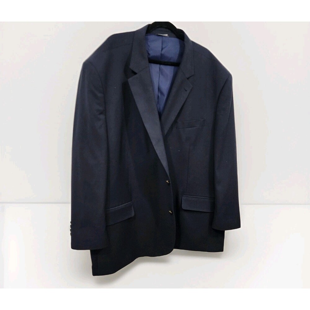 Oak Hill Perfect Fit Sport Coat Suit Jacket Wool Blend Stretch Blazer Navy 60R